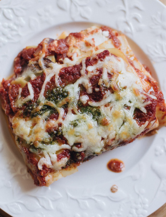 LASAÑA DE VERDURAS, RICOTTA Y PESTO